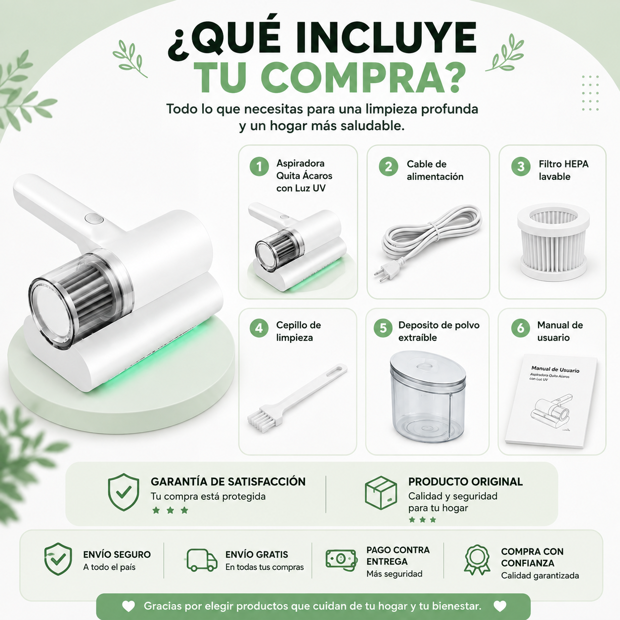 Aspiradora Quitácaros con Luz UV