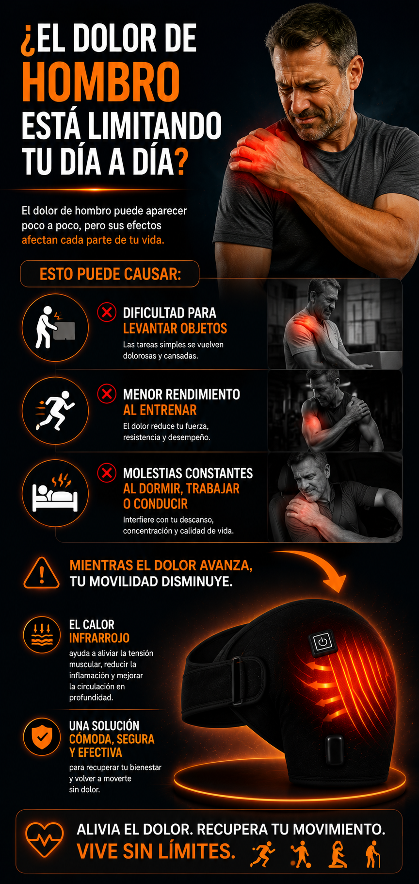 Hombrera Térmica Ajustable para Alivio Inmediato del Dolor ThermaLux